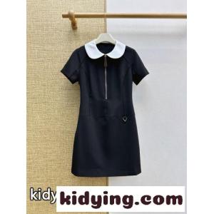 大人可愛い ピーターパンカラードレス ルイ・ヴィトン ワンピース コピー ブラックkid264nODiq