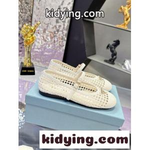 プラダ コピー シューズ コピー 大人 エレガント クロシェ バレリーナ ホワイトkid26D0Dyae
