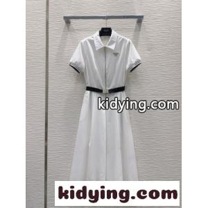 洗練された ハーフジップ シャツワンピース プラダ コピーブランド ワンピース 偽物 ホワイトkid26zG9jye