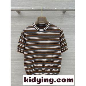 コットン＆シルク プラダ スーパーコピー ニット 偽物 ボーダー柄 半袖サマーニットkid26XD4viq