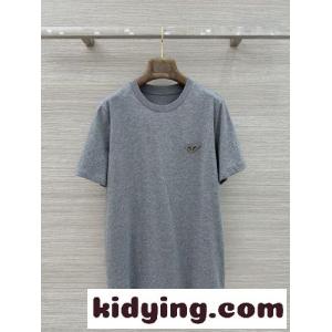 カジュアル 洗練された 半袖Tシャツ プラダ コピー Tシャツ 偽物 コットン グレーkid268zSP1r