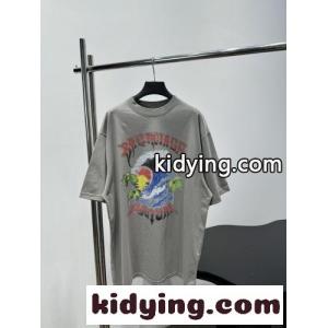 オーバーサイズTシャツ プリント バレンシアガ コピーブランド Tシャツ 偽物 グレーkid265fSHPn