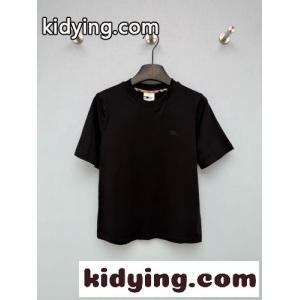 シンプル クルーネック 半袖Tシャツ バーバリー コピーブランド Tシャツ 偽物 コットン ブラックkid26Gja8fu