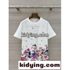 エレガント プリント コットン 半袖Tシャツ クリスチャン・ディオール コピー Tシャツ 偽物kid26mOnWTD