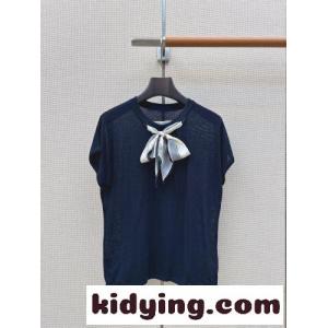 ボウタイ付き ショートスリーブニット クリスチャン・ディオール コピー Tシャツ 偽物 ネイビーkid260n4P5v