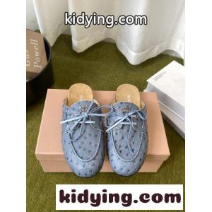 オーストリッチ型押し レースアップ ミュール ミュウミュウ コピーブランド モカシン コピー ブルーkid26fmuWny