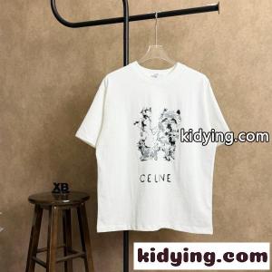 celine コピー セリーヌ コピー 2026新作 ドッグプリント 半袖Tシャツ オーバーサイズ コットン クルーネック 人気kidying26CyiiiC