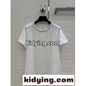エレガント パール装飾 シャネル スーパーコピー Tシャツ コピー クルーネック ホワイトkid26bCW1Dq