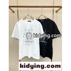 定番 カジュアル ロゴプリント 半袖Tシャツ クロムハーツ コピー Tシャツ 偽物 クルーネックkid26SjueWz