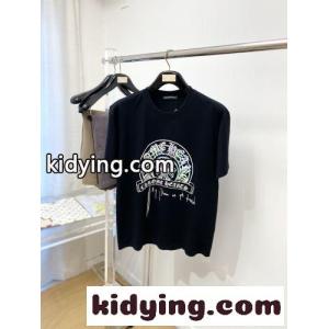 カジュアル プリント クロムハーツ ブランド コピー Tシャツ 偽物 クルーネック 半袖Tシャツ ブラックkid26eOTX5b