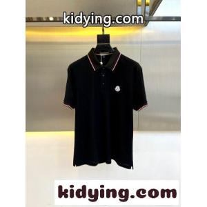 カジュアル 洗練された 半袖 ポロシャツ モンクレール コピー Tシャツ 偽物 ブラックkid26aWPjKb