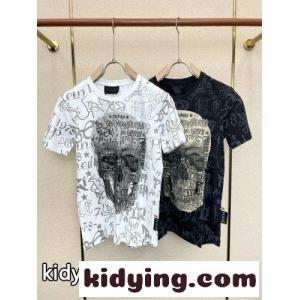 ストリート スカル 総柄 半袖Tシャツ フィリッププレイン Tシャツ 偽物kid26SfaGjC