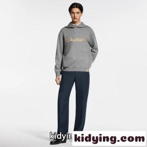 LOUIS vuitton コピーブランドコピー Trunkシリーズ レザーロゴ ニットパーカー フーディー 2026新作 グレーkidying26meKr0v