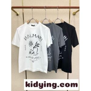 カジュアル おしゃれ ロゴプリント 半袖Tシャツ バルマン ブランド コピー Tシャツ 偽物 クルーネックkid26quWTTv