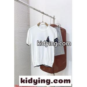 爽やか ヨットモチーフ 半袖 サマーニット トムブラウン コピー Tシャツ 偽物 ホワイトkid26HP9Xry