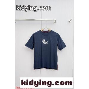 シンプル 可愛い ヘクター クルーネック 半袖Tシャツ トムブラウン コピー Tシャツ 偽物 ネイビーkid26a49jqq