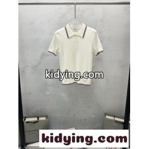上品 洗練された 半袖 ポロニット トムブラウン コピー ニット 偽物 ホワイトkid26bWLPvu