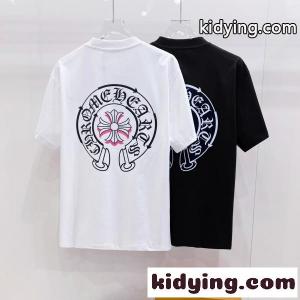 2026新作 Chrome hearts コピーブランド 激安 クロムハーツ コピーブランド 半袖Tシャツ クロスロゴ バックプリント コットン クルーネック ストリート ユニセックス 人気アイテムkidying26SfCGra