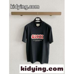 おしゃれ ロゴ入り クルーネック 半袖Tシャツ グッチ コピー Tシャツ 偽物 ブラックkid265baaGj