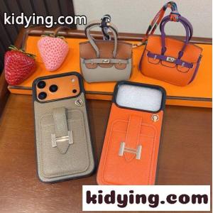 Hバックル レザー iPhoneケース エルメス スーパーコピー アイフォンケース 偽物 カード収納kid26Of4Lba