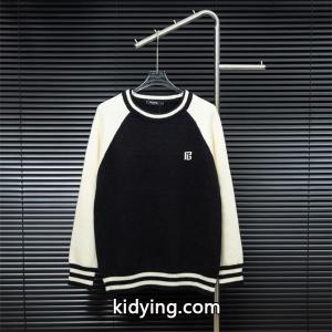 balmain コピーブランド 偽物 秋冬日常 ユニセックス ブラック × ホワイト ベースボール風 ニットセーター バルマン コピーブランドkidying26aeueOv