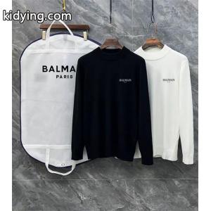 ブラック × ホワイト 半高领 ミニ字母ロゴ ニットセーター バルマン ブランド コピー balmain ブランド コピー 偽物 秋冬日常保温 ユニセックスkidying26T9jKXn