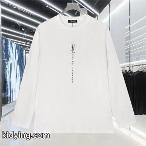 ホワイト 縦ロゴ ロングスリーブ T シャツ サンローラン スーパーコピー SAINT laurent スーパーコピー コピー 秋冬日常シンプル定番kidying26PbGDum