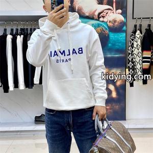 balmain コピー 偽物 秋冬 ストリートシャープ トレンディ ホワイト 連帽 大字母プリント スウェット バルマン コピーkidying260reWny