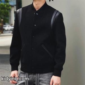 バルマン スーパーコピー balmain スーパーコピー コピー 秋冬シ 注目 ブラック レザーアクセント ベースボールジャケットkidying26P5PXfq