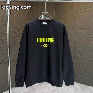 モード感溢れる セリーヌ コピー celine コピー 偽物 025秋冬新作 ブラック×イエロー ロゴプリント スウェット トレーナーkidying26uG55ne