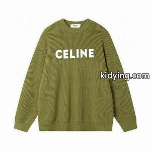 セリーヌ スーパーコピー celine スーパーコピー スーパーコピー柔らかな風合いが魅力の カーキ ロゴ刺繍 クルーネック ニット セーターkidying26mSD4Hj