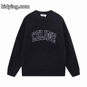 高級感漂うブラックカラー 最新コレクション ロゴ刺繍 クルーネック セリーヌ スーパーコピー celine スーパーコピー コピー セーターkidying26b8L9Tn