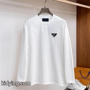 prada コピーブランド 偽物 長袖Tシャツ ホワイト 高品質 シンプルデザイン 優良素材 かっこいい プラダ コピーブランドkidying268Tn0rC