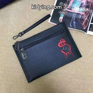 HOT低価PHILIPP PLEINフィリッププレインコピービジネス用本革メンズブラッククラッチバッグkidying268DCieC