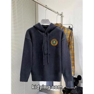 バレンシアガ ブランド コピー スーパーコピー ニットパーカー ブラック クレストロゴ刺繍 カレッジスタイル ウール混 balenciaga ブランド コピーkidying26z8LnSj