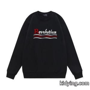 balenciaga スーパーコピー 偽物 スウェットシャツ Revolution 刺繍ロゴ ブラック カジュアル トップス バレンシアガ スーパーコピーkidying26THbuKv