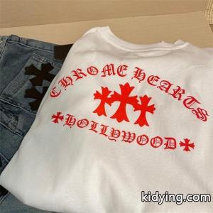 CHROME hearts コピー 偽物 モダンクラシック デザイン ネイビー＆ホワイト 長袖Tシャツ HOLLYWOODロゴ クロムハーツ コピーkidying26yK1X5z