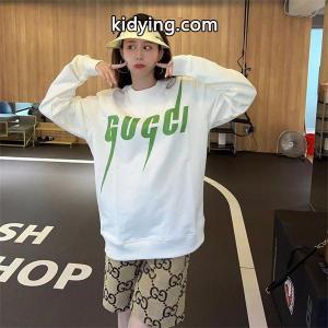 グッチ ブランド コピー 偽物 人気爆発 グリーンロゴ スウェット トレーナー ホワイト レディース トレンド gucci ブランド コピーkidying265vWbGz
