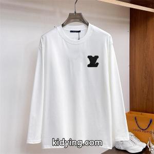 LOUIS vuitton コピー スーパーコピー シンプル 清潔感 ブラックロゴ 長袖 Tシャツ ルイヴィトン コピーkidying261T5Hru