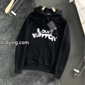 LOUIS vuitton コピー 偽物 フーディー クール モード ブラック ロゴデザイン パーカー ルイヴィトン コピーkidying26jym0Lv