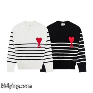 アミパリス 偽物 上品 人気 ボーダー セーター ハートロゴ ニット 売れ筋 AMI PARISkidying26WriOTr