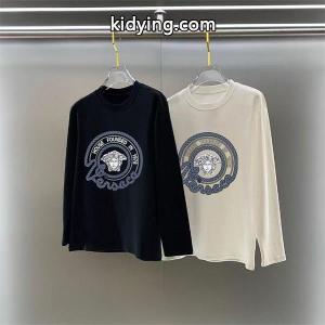 ヴェルサーチ スーパーコピー versace スーパーコピー コピー 2026秋冬準備 売れ筋 ブラック × ホワイト 円形メデューサロゴ 長袖Tシャツkidying26iOnGnu