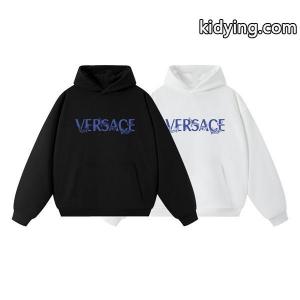 2026秋冬アイコン 希少感 ブラック × ホワイト ブルーヴィンテージロゴ パーカー ヴェルサーチ ブランド コピー versace ブランド コピー コピーkidying26m8HLba