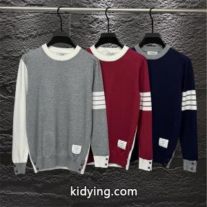 グレー × レッド × ネイビー 3 色 袖拼色 セーター トムブラウン コピー Thom browne コピー コピー 秋冬快適 人気kidying26qu4n8f