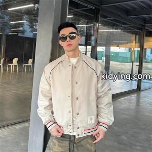 Thom browne コピー コピー 秋冬クリーン トレンド ベージュ クリーン 細条纹 ベースボールジャケット トムブラウン コピーkidying2691Xv8f