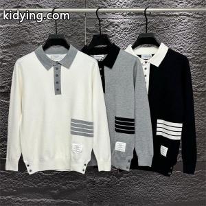 トムブラウン コピー Thom browne コピー コピー 秋冬トレンド 万能 ホワイト × グレー × ブラック 3 色 POLO セーターkidying26XrWjCm