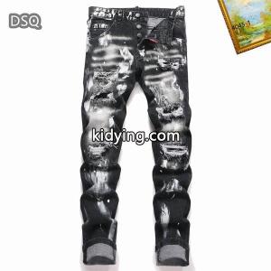 ディースクエアード コピー ブラック × ホワイト ヴィンテージ風加工 ダメージ デニムパンツ 偽物  Dsquared2 コピー 秋冬レトロムード 注目kidying268HrW1z