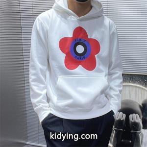 ケンゾー ホワイト 赤フラワー × サークル KENZOロゴ パーカースウェット コピー 秋冬 活発な 定番kidying26vi4vOj