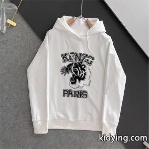 ケンゾー ホワイト 虎柄×ロゴダイナミックプリント パーカー KENZO コピー 秋冬 プレミアム トレンドkidying26jyeKjm