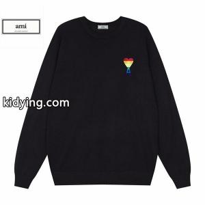 アミ パリス トレーナコピーAMI PARIS クルーネック 長袖 レインボー ハート ロゴ 刺繍 シンプルkidying26yCuuCe